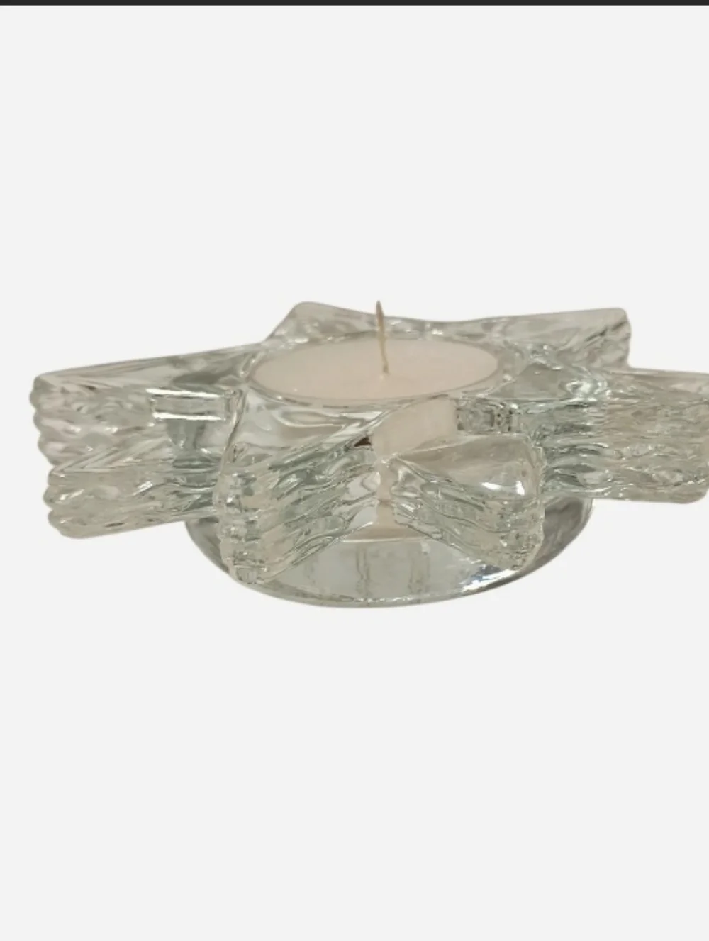 VTG 2005 PartyLite Clear Glass "Flaming Star" Tea light Candle Holder - Picture 3 of 7